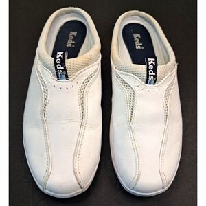 Keds Shoes Womens 7.5 Mule Sneakers Slip On Comfort White Leather WH-14408M